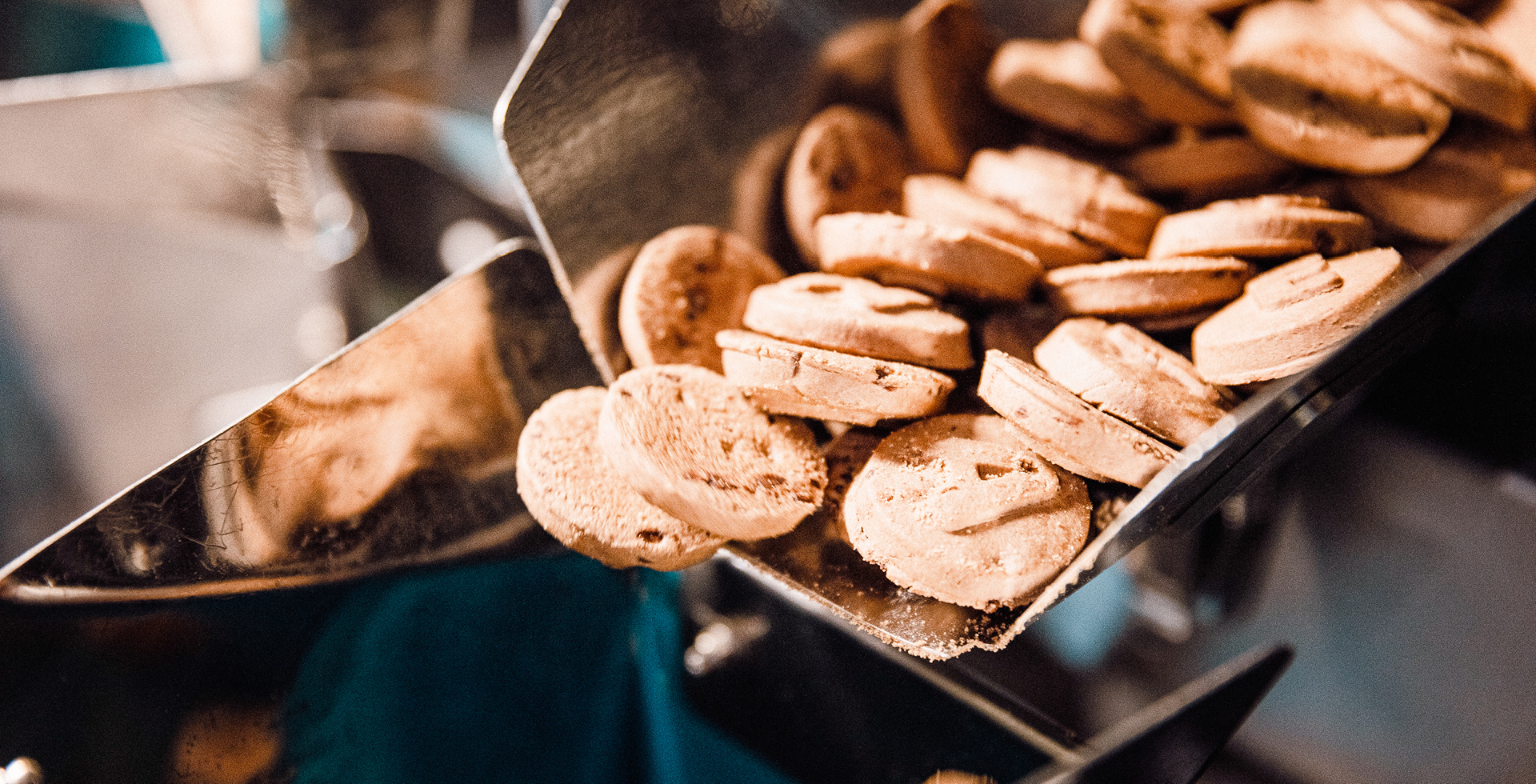 Kakaokekse mit ABC Motiv in einer Abwiegevorrichtung